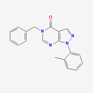 molecular formula C19H16N4O B2859893 5-苄基-1-(2-甲苯基)吡唑并[3,4-d]嘧啶-4-酮 CAS No. 895011-84-4