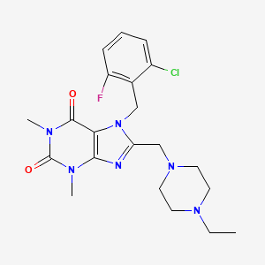 molecular formula C21H26ClFN6O2 B2859900 7-(2-氯-6-氟苄基)-8-[(4-乙基哌嗪-1-基)甲基]-1,3-二甲基-3,7-二氢-1H-嘌呤-2,6-二酮 CAS No. 838874-06-9