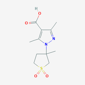molecular formula C11H16N2O4S B2859912 3,5-二甲基-1-(3-甲基-1,1-二氧化四氢噻吩-3-基)-1H-吡唑-4-羧酸 CAS No. 1170990-64-3