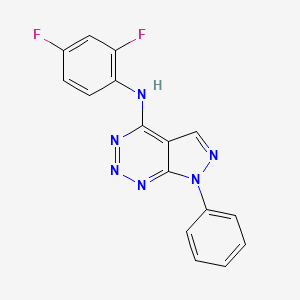 molecular formula C16H10F2N6 B2859917 N-(2,4-二氟苯基)-7-苯基-7H-吡唑并[3,4-d][1,2,3]三嗪-4-胺 CAS No. 1226444-27-4