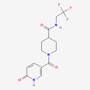 molecular formula C14H16F3N3O3 B2859919 1-(6-oxo-1,6-dihydropyridine-3-carbonyl)-N-(2,2,2-trifluoroethyl)piperidine-4-carboxamide CAS No. 1226434-65-6