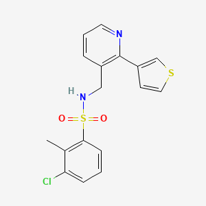 3-chloro-2-methyl-N-((2-(thiophen-3-yl)pyridin-3-yl)methyl)benzenesulfonamide