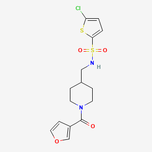 molecular formula C15H17ClN2O4S2 B2859926 5-氯-N-((1-(呋喃-3-甲酰基)哌啶-4-基)甲基)噻吩-2-磺酰胺 CAS No. 1396714-51-4