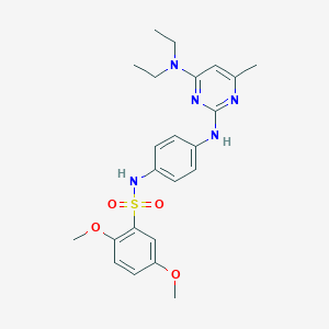 molecular formula C23H29N5O4S B2859931 N-(4-((4-(diethylamino)-6-methylpyrimidin-2-yl)amino)phenyl)-2,5-dimethoxybenzenesulfonamide CAS No. 923244-32-0
