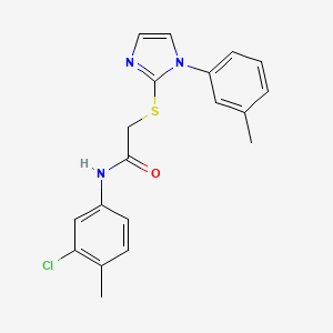 molecular formula C19H18ClN3OS B2859936 N-(3-氯-4-甲基苯基)-2-[1-(3-甲基苯基)咪唑-2-基]硫代乙酰胺 CAS No. 851131-29-8