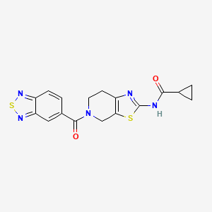 molecular formula C17H15N5O2S2 B2859942 N-(5-(苯并[c][1,2,5]噻二唑-5-羰基)-4,5,6,7-四氢噻唑并[5,4-c]吡啶-2-基)环丙烷甲酰胺 CAS No. 1351645-97-0