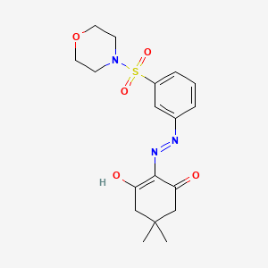 molecular formula C18H23N3O5S B2859943 5,5-二甲基-2-(2-(3-(吗啉磺酰)苯基)腙)环己烷-1,3-二酮 CAS No. 326909-79-9