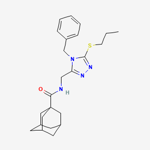 molecular formula C24H32N4OS B2859948 N-[(4-benzyl-5-propylsulfanyl-1,2,4-triazol-3-yl)methyl]adamantane-1-carboxamide CAS No. 477303-36-9