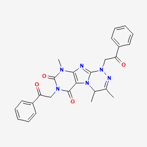 molecular formula C26H24N6O4 B2859951 3,4,9-trimethyl-1,7-bis(2-oxo-2-phenylethyl)-7,9-dihydro-[1,2,4]triazino[3,4-f]purine-6,8(1H,4H)-dione CAS No. 898443-40-8