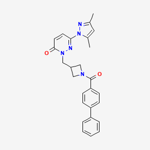 molecular formula C26H25N5O2 B2859959 2-[(1-{[1,1'-biphenyl]-4-carbonyl}azetidin-3-yl)methyl]-6-(3,5-dimethyl-1H-pyrazol-1-yl)-2,3-dihydropyridazin-3-one CAS No. 2320547-07-5