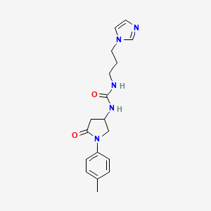 molecular formula C18H23N5O2 B2859960 1-(3-(1H-imidazol-1-yl)propyl)-3-(5-oxo-1-(p-tolyl)pyrrolidin-3-yl)urea CAS No. 894017-53-9