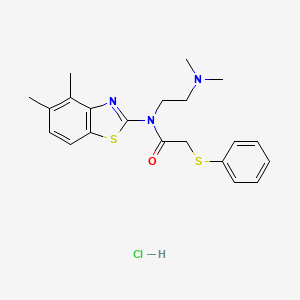 molecular formula C21H26ClN3OS2 B2859965 N-(2-(dimethylamino)ethyl)-N-(4,5-dimethylbenzo[d]thiazol-2-yl)-2-(phenylthio)acetamide hydrochloride CAS No. 1215472-37-9