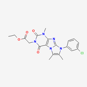 Ethyl 2-[8-(3-chlorophenyl)-1,6,7-trimethyl-2,4-dioxo-1,3,5-trihydro-4-imidazo lino[1,2-h]purin-3-yl]acetate
