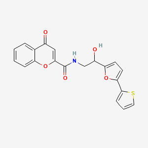 molecular formula C20H15NO5S B2859978 N-[2-Hydroxy-2-(5-thiophen-2-ylfuran-2-yl)ethyl]-4-oxochromene-2-carboxamide CAS No. 2309184-87-8