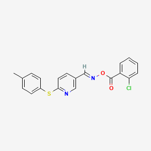 molecular formula C20H15ClN2O2S B2859986 5-({[(2-Chlorobenzoyl)oxy]imino}methyl)-2-[(4-methylphenyl)sulfanyl]pyridine CAS No. 338967-25-2