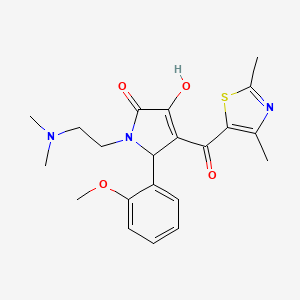 molecular formula C21H25N3O4S B2859987 1-(2-(dimethylamino)ethyl)-4-(2,4-dimethylthiazole-5-carbonyl)-3-hydroxy-5-(2-methoxyphenyl)-1H-pyrrol-2(5H)-one CAS No. 627823-02-3