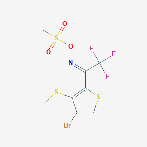 molecular formula C8H7BrF3NO3S3 B285999 N-{1-[4-bromo-3-(methylsulfanyl)-2-thienyl]-2,2,2-trifluoroethylidene}-N-[methanesulfonyloxy]amine 