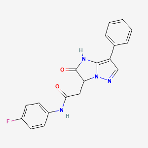 molecular formula C19H15FN4O2 B2859995 N-(4-fluorophenyl)-2-(2-oxo-7-phenyl-2,3-dihydro-1H-imidazo[1,2-b]pyrazol-3-yl)acetamide CAS No. 1305287-51-7