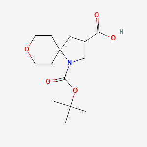 molecular formula C14H23NO5 B2859996 1-[(2-Methylpropan-2-yl)oxycarbonyl]-8-oxa-1-azaspiro[4.5]decane-3-carboxylic acid CAS No. 2287272-43-7