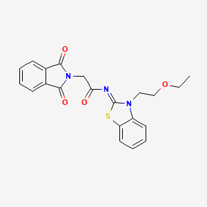 molecular formula C21H19N3O4S B2859998 (Z)-2-(1,3-二氧代异吲哚啉-2-基)-N-(3-(2-乙氧基乙基)苯并[d]噻唑-2(3H)-亚甲基)乙酰胺 CAS No. 865162-40-9