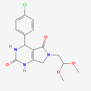 molecular formula C16H18ClN3O4 B2860011 4-(4-chlorophenyl)-6-(2,2-dimethoxyethyl)-3,4,6,7-tetrahydro-1H-pyrrolo[3,4-d]pyrimidine-2,5-dione CAS No. 923692-09-5