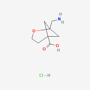 molecular formula C8H14ClNO3 B2860021 1-(Aminomethyl)-2-oxabicyclo[3.1.1]heptane-5-carboxylic acid;hydrochloride CAS No. 2378502-30-6