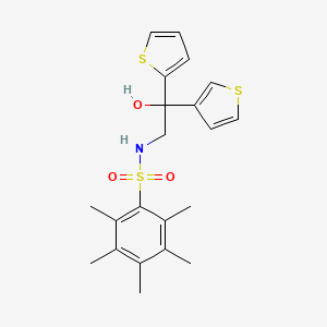 N-(2-hydroxy-2-(thiophen-2-yl)-2-(thiophen-3-yl)ethyl)-2,3,4,5,6-pentamethylbenzenesulfonamide