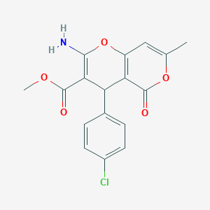 molecular formula C17H14ClNO5 B2860038 methyl 2-amino-4-(4-chlorophenyl)-7-methyl-5-oxo-4H-pyrano[3,2-c]pyran-3-carboxylate CAS No. 364627-07-6