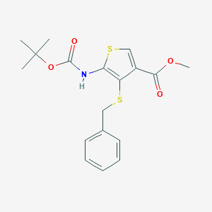 molecular formula C18H21NO4S2 B286004 Methyl 4-(benzylsulfanyl)-5-[(tert-butoxycarbonyl)amino]-3-thiophenecarboxylate 