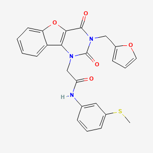 molecular formula C24H19N3O5S B2860043 2-(3-(furan-2-ylmethyl)-2,4-dioxo-3,4-dihydrobenzofuro[3,2-d]pyrimidin-1(2H)-yl)-N-(3-(methylthio)phenyl)acetamide CAS No. 892421-83-9