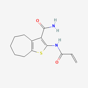 molecular formula C13H16N2O2S B2860045 2-(Prop-2-enoylamino)-5,6,7,8-tetrahydro-4H-cyclohepta[b]thiophene-3-carboxamide CAS No. 2305414-83-7