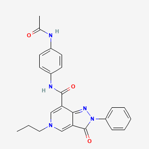 molecular formula C24H23N5O3 B2860048 N-(4-acetamidophenyl)-3-oxo-2-phenyl-5-propyl-3,5-dihydro-2H-pyrazolo[4,3-c]pyridine-7-carboxamide CAS No. 921579-13-7