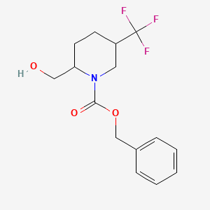 molecular formula C15H18F3NO3 B2860049 Benzyl 2-(hydroxymethyl)-5-(trifluoromethyl)piperidine-1-carboxylate CAS No. 1823861-80-8