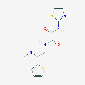 molecular formula C13H16N4O2S2 B2860072 N1-(2-(二甲氨基)-2-(噻吩-2-基)乙基)-N2-(噻唑-2-基)草酰胺 CAS No. 941976-06-3