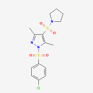 1-(4-chlorobenzenesulfonyl)-3,5-dimethyl-4-(pyrrolidine-1-sulfonyl)-1H-pyrazole