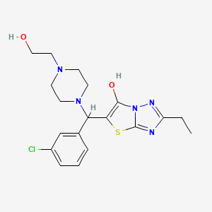 molecular formula C19H24ClN5O2S B2860093 5-((3-Chlorophenyl)(4-(2-hydroxyethyl)piperazin-1-yl)methyl)-2-ethylthiazolo[3,2-b][1,2,4]triazol-6-ol CAS No. 898366-67-1