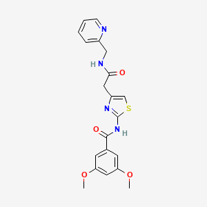 molecular formula C20H20N4O4S B2860094 3,5-dimethoxy-N-(4-(2-oxo-2-((pyridin-2-ylmethyl)amino)ethyl)thiazol-2-yl)benzamide CAS No. 941943-37-9