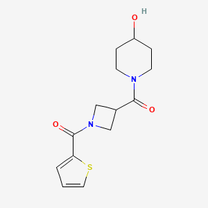 (4-Hydroxypiperidin-1-yl)(1-(thiophene-2-carbonyl)azetidin-3-yl)methanone