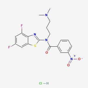 molecular formula C19H19ClF2N4O3S B2860111 N-(4,6-difluorobenzo[d]thiazol-2-yl)-N-(3-(dimethylamino)propyl)-3-nitrobenzamide hydrochloride CAS No. 1216581-72-4