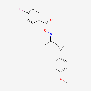 molecular formula C19H18FNO3 B2860128 1-(2-{[(4-Fluorobenzoyl)oxy]ethanimidoyl}cyclopropyl)-4-methoxybenzene CAS No. 341966-59-4