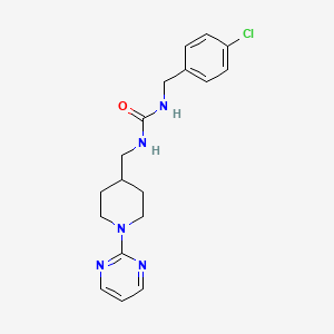 molecular formula C18H22ClN5O B2860130 1-(4-氯苄基)-3-((1-(嘧啶-2-基)哌啶-4-基)甲基)脲 CAS No. 1234859-64-3