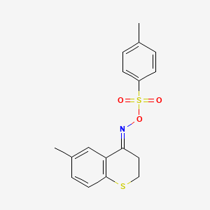 molecular formula C17H17NO3S2 B2860140 [(4E)-6-methyl-3,4-dihydro-2H-1-benzothiopyran-4-ylidene]amino 4-methylbenzene-1-sulfonate CAS No. 383146-41-6