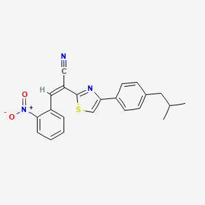 molecular formula C22H19N3O2S B2860144 (Z)-2-(4-(4-异丁基苯基)噻唑-2-基)-3-(2-硝基苯基)丙烯腈 CAS No. 476670-90-3