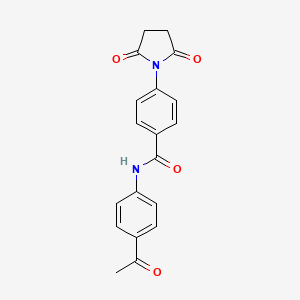 molecular formula C19H16N2O4 B2860148 N-(4-乙酰基苯基)-4-(2,5-二氧代吡咯烷-1-基)苯甲酰胺 CAS No. 313405-96-8