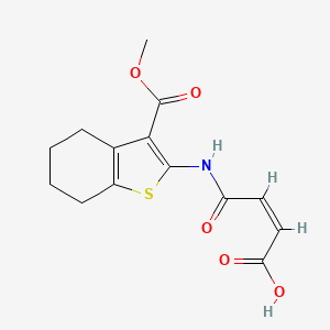 molecular formula C14H15NO5S B2860155 (Z)-4-((3-(methoxycarbonyl)-4,5,6,7-tetrahydrobenzo[b]thiophen-2-yl)amino)-4-oxobut-2-enoic acid CAS No. 314279-07-7