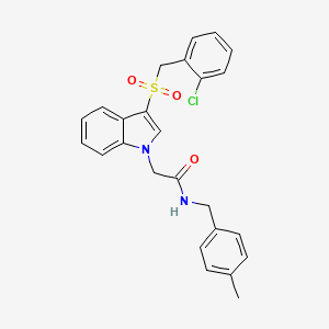 molecular formula C25H23ClN2O3S B2860168 2-{3-[(2-chlorophenyl)methanesulfonyl]-1H-indol-1-yl}-N-[(4-methylphenyl)methyl]acetamide CAS No. 893250-83-4