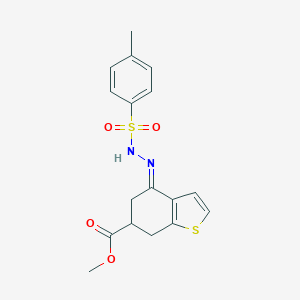 molecular formula C17H18N2O4S2 B286017 Methyl 4-{[(4-methylphenyl)sulfonyl]hydrazono}-4,5,6,7-tetrahydro-1-benzothiophene-6-carboxylate 