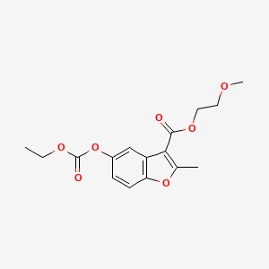 molecular formula C16H18O7 B2860172 2-甲氧基乙基 5-[(乙氧羰基)氧基]-2-甲基-1-苯并呋喃-3-羧酸酯 CAS No. 586998-85-8