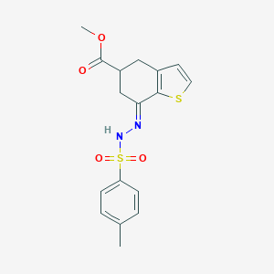 molecular formula C17H18N2O4S2 B286018 Methyl 7-{[(4-methylphenyl)sulfonyl]hydrazono}-4,5,6,7-tetrahydro-1-benzothiophene-5-carboxylate 