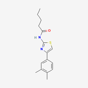 molecular formula C16H20N2OS B2860186 N-[4-(3,4-dimethylphenyl)-1,3-thiazol-2-yl]pentanamide CAS No. 691860-71-6